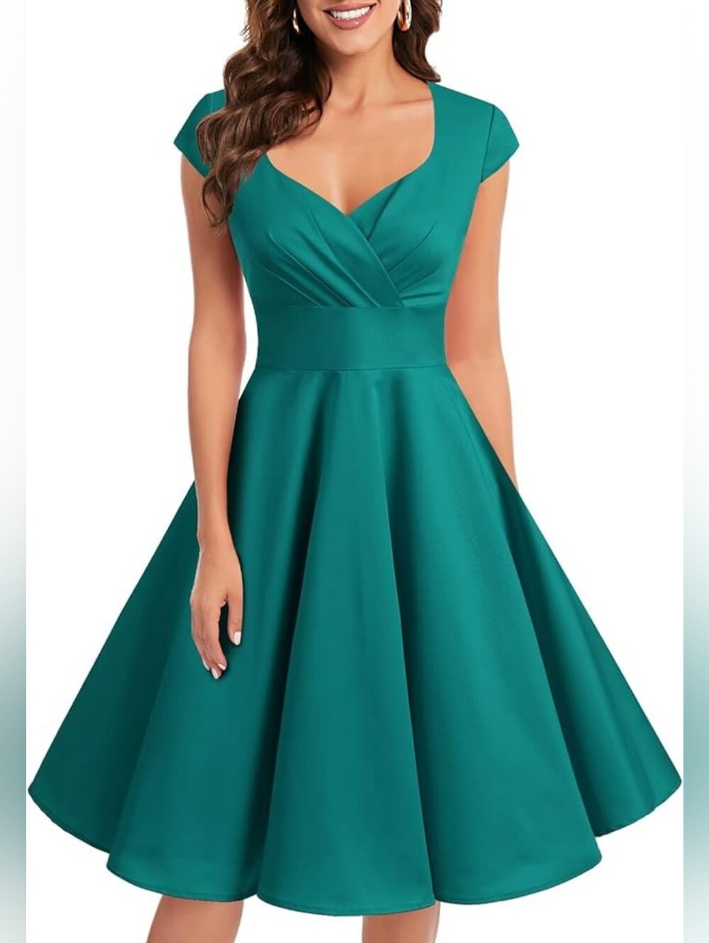 Bbonlinedress Green Retro Vintage 1950s Swing Style Dress - Size XL